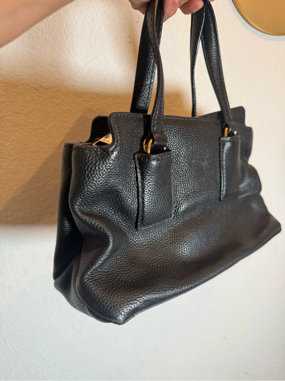 Marc Jacobs Black Leather Tote Bag purse lv heavy duty high quality louis